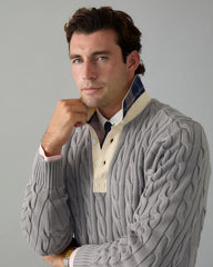Grey Cotton Cable Knit Rugby