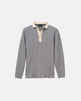 Grey Cotton Cable Knit Rugby