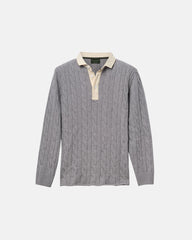 Grey Cotton Cable Knit Rugby