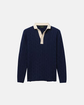 Navy Cotton Cable Knit Rugby