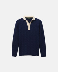 Navy Cotton Cable Knit Rugby