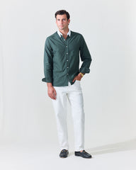 Classic Hunter Green Contrast Collar Oxford Shirt