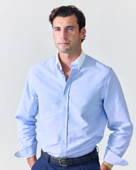 Classic Blue Contrast Collar Oxford Shirt