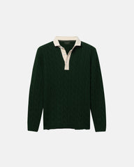 Hunter Green Cotton Cable Knit Rugby