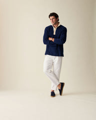 Navy Cotton Cable Knit Rugby