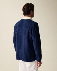 Navy Cotton Cable Knit Rugby