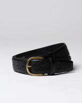 Black Crocodile Embossed Leather Belt