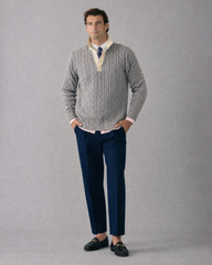 Grey Cotton Cable Knit Rugby