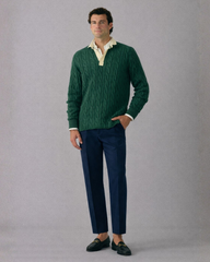 Hunter Green Cotton Cable Knit Rugby