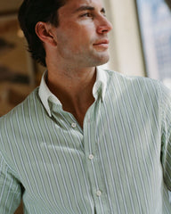 Pistachio Stripe Contrast Collar Shirt (SS26)