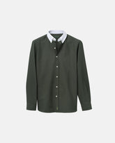 Classic Hunter Green Contrast Collar Oxford Shirt
