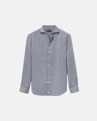Classic Asphalt Black Linen-Blend Shirt