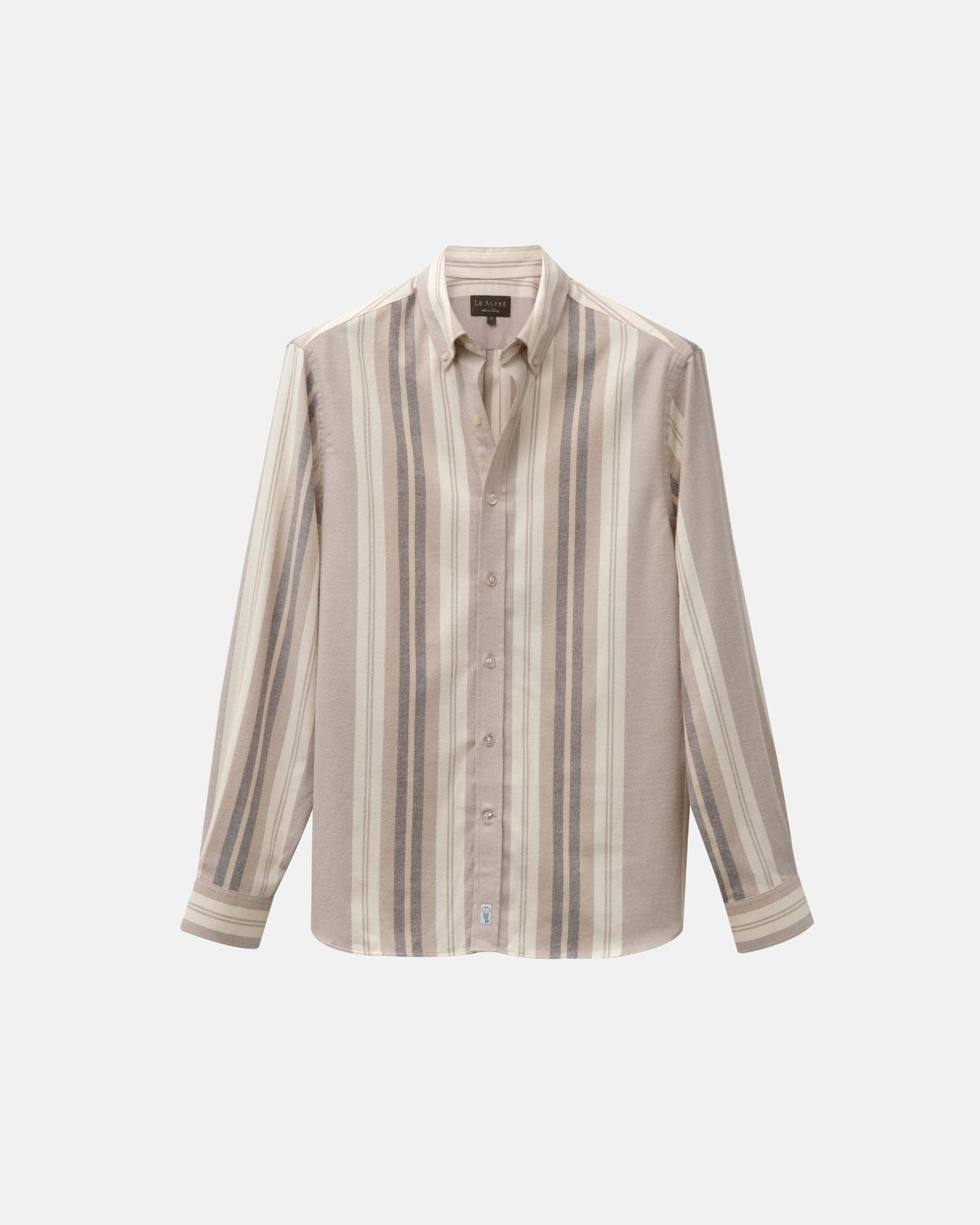Vertical Stripe Cream Flannel Shirt