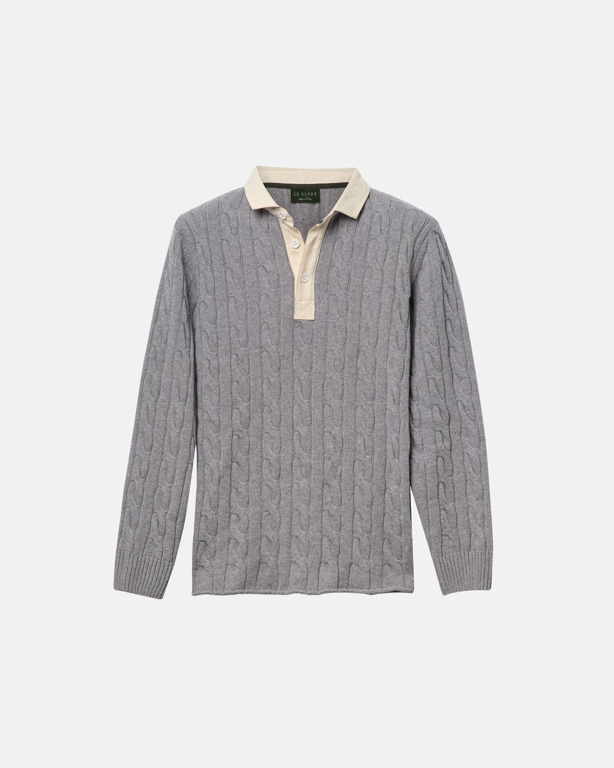 Grey Cotton Cable Knit Rugby