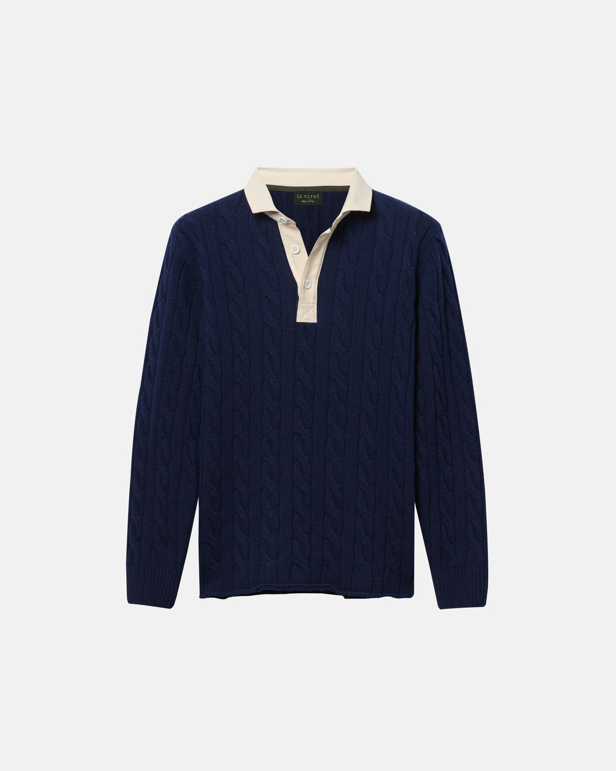 Navy Cotton Cable Knit Rugby