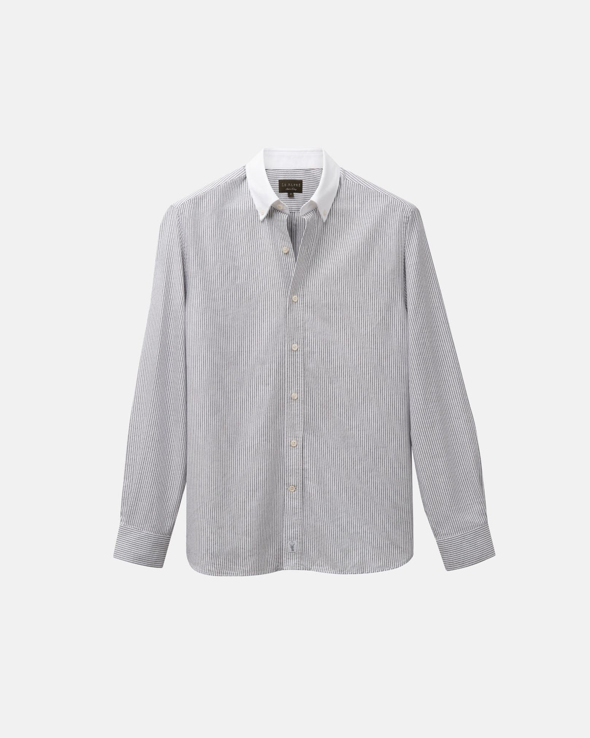 Classic Black Stripe Contrast Collar Oxford Shirt