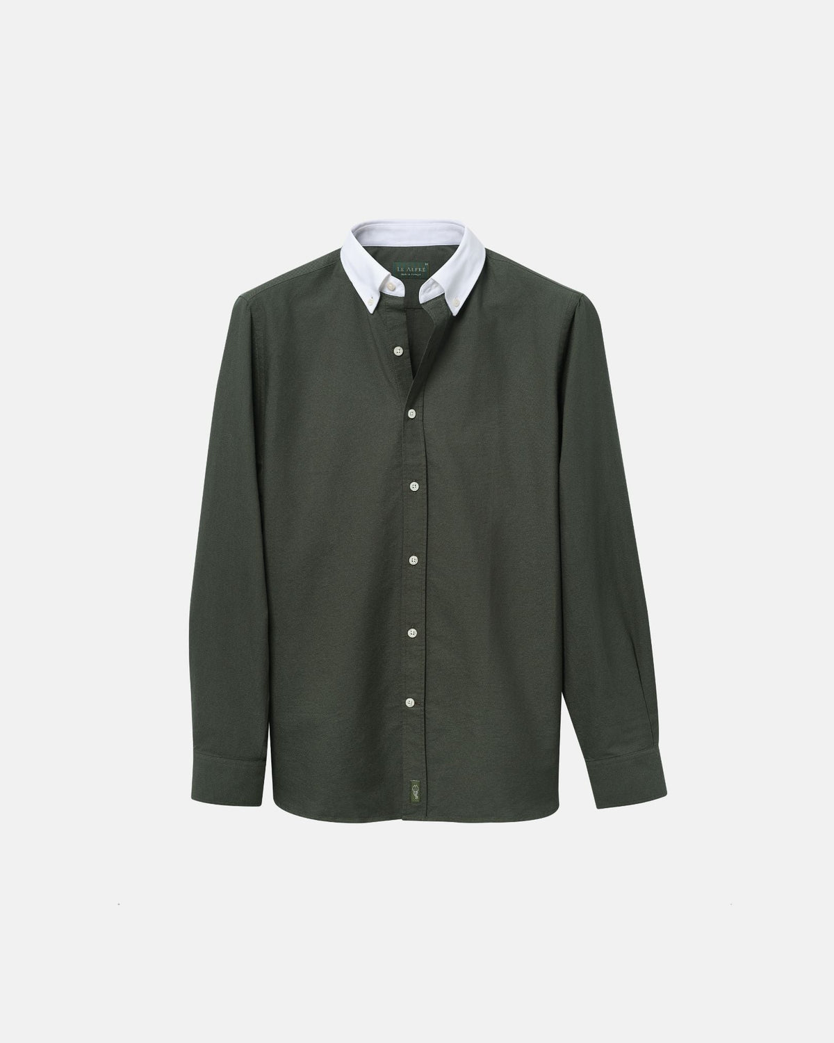 Classic Hunter Green Contrast Collar Oxford Shirt