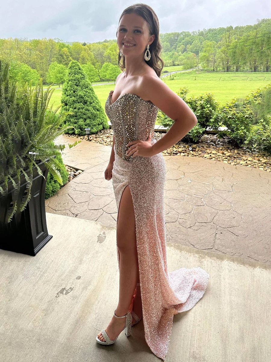 V-Neck Chiffon Mermaid Prom Dress - Image 11