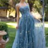 Sweetheart Neck Floor Length Tulle Embroidery Floral Prom Dress