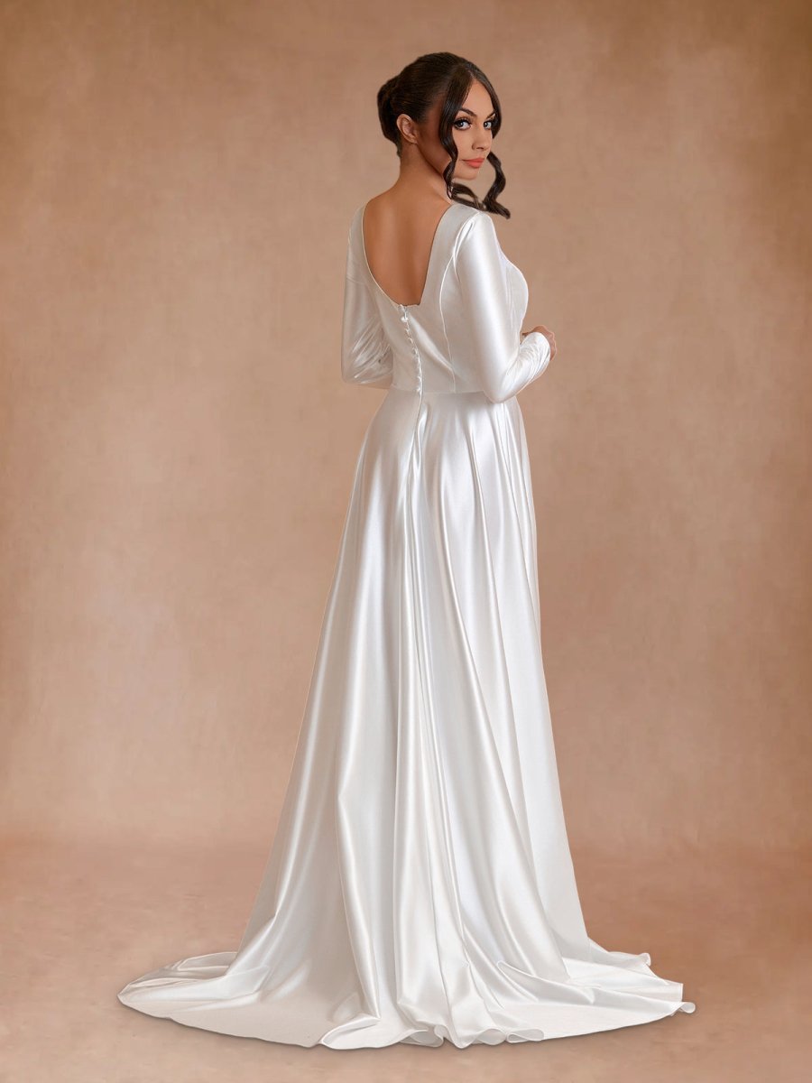 V-Neck Chiffon Wedding Dress - Image 2